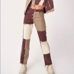 AUTHENTIC JADED LONDON BROWN PATCHWORK JEANS
